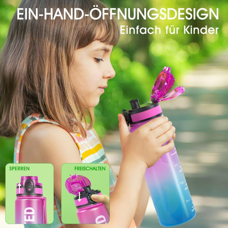 Załaduj obraz do przeglądarki galerii, Drinkfles 750 ml BPA-vrij met tijdmarkeringen en lekvrije dop – waterfles – sportfles - happygetfit.com
