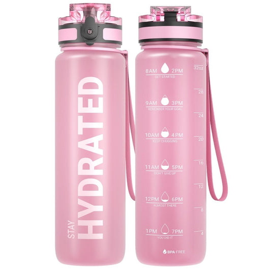 Drinkfles 750 ml BPA-vrij met tijdmarkeringen en lekvrije dop – waterfles – sportfles - happygetfit.com