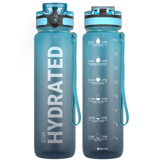Drinkfles 750 ml BPA-vrij met tijdmarkeringen en lekvrije dop – waterfles – sportfles - happygetfit.com