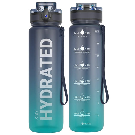 Drinkfles 750 ml BPA-vrij met tijdmarkeringen en lekvrije dop – waterfles – sportfles - happygetfit.com
