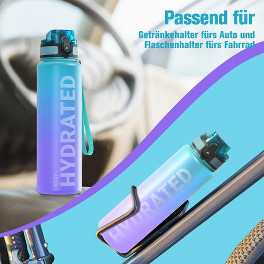 Drinkfles 750 ml BPA-vrij met tijdmarkeringen en lekvrije dop – waterfles – sportfles - happygetfit.com