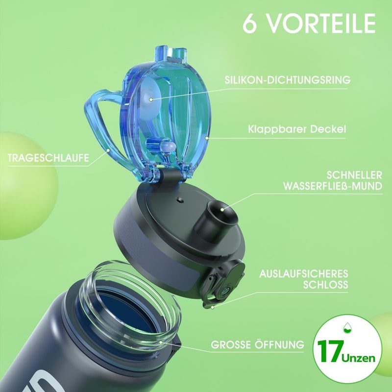 Załaduj obraz do przeglądarki galerii, Drinkfles 750 ml BPA-vrij met tijdmarkeringen en lekvrije dop – waterfles – sportfles - happygetfit.com
