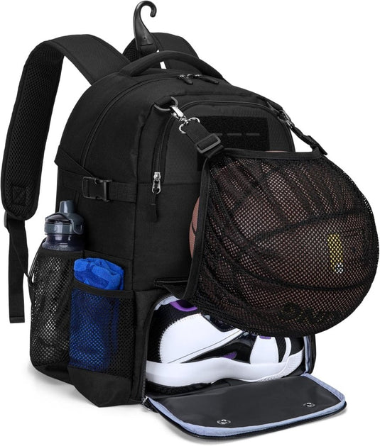 DSLEAF Basketbalrugzak voor jongeren, voetbaltas met apart geventileerd schoenvak voor basketbal, voetbal, volleybal training - happygetfit.com