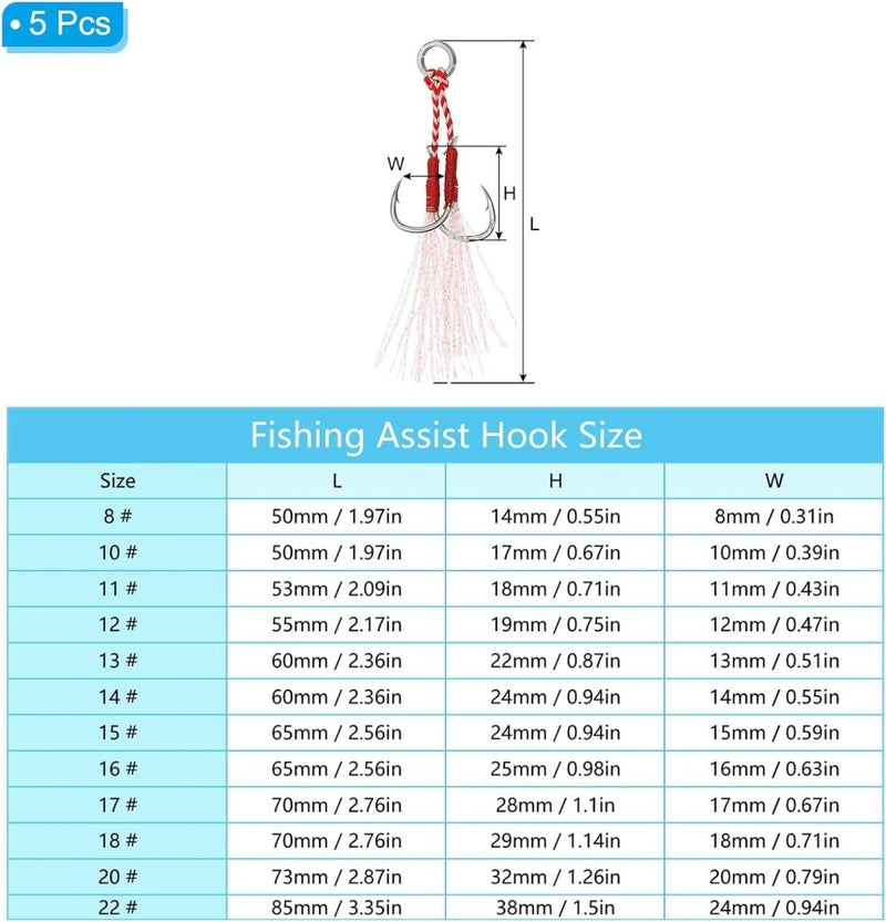 Load image into Gallery viewer, Dubbele assist vishaken 5 stuks maat 13 met glow draad – jigging haken – visaccessoires - happygetfit.com
