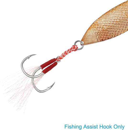 Dubbele assist vishaken 5 stuks maat 13 met glow draad – jigging haken – visaccessoires - happygetfit.com
