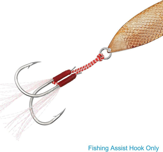 Dubbele assist vishaken 5 stuks maat 13 met glow draad – jigging haken – visaccessoires - happygetfit.com