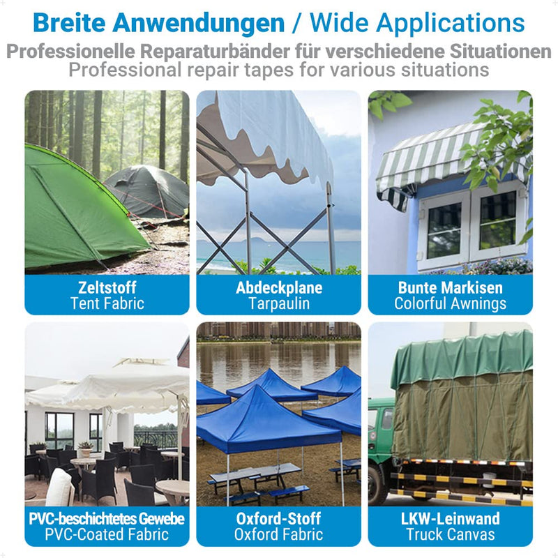 Load image into Gallery viewer, ecooe Reparatietape voor tenten, 8 cm x 5 m, reparatietape, professioneel, waterdicht, transparant, voor het repareren van luifels, tent, pvc-coating, paviljoen, vrachtwagenzeil - happygetfit.com
