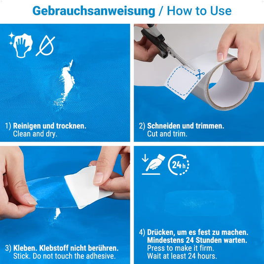 ecooe Reparatietape voor tenten, 8 cm x 5 m, reparatietape, professioneel, waterdicht, transparant, voor het repareren van luifels, tent, pvc-coating, paviljoen, vrachtwagenzeil - happygetfit.com