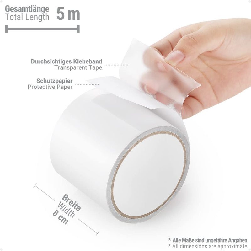 Load image into Gallery viewer, ecooe Reparatietape voor tenten, 8 cm x 5 m, reparatietape, professioneel, waterdicht, transparant, voor het repareren van luifels, tent, pvc-coating, paviljoen, vrachtwagenzeil - happygetfit.com
