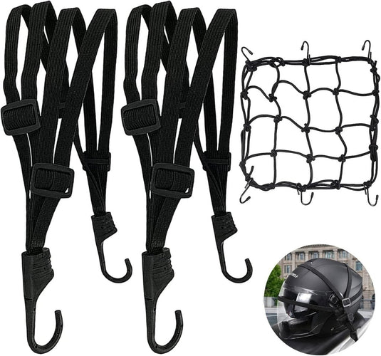 Elastische bagagespanners met haken en bagagenet – 3-delig - happygetfit.com