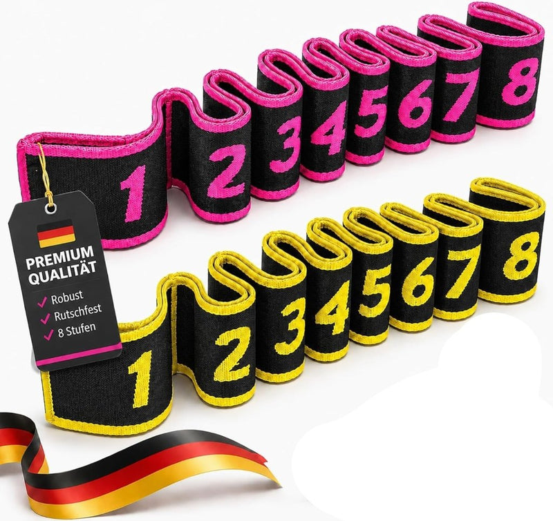 Laad afbeelding in Galerijviewer, Elastische yoga stretchbanden set van 2 roze geel - happygetfit.com
