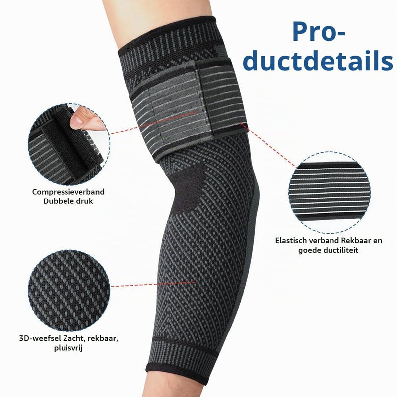 Charger l’image dans la visionneuse de galerie, Elleboogbandage met verstelbare compressieriem van ademend nylon en elastaan voor sport en dagelijks gebruik – elleboogsteun – tennisarmbandage - happygetfit.com
