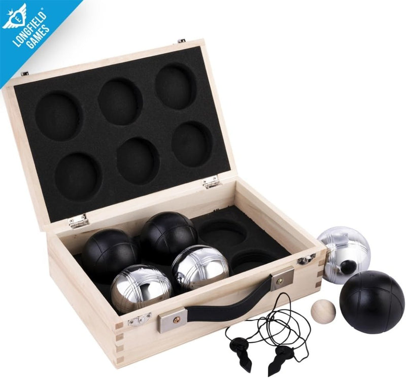 Laad afbeelding in Galerijviewer, Engelhart - 010208 - Boulesballen set een mooie Luxe houten boulekoffer - jeu de boules 2x3 stalen ballen - 720g - Petanque - happygetfit.com
