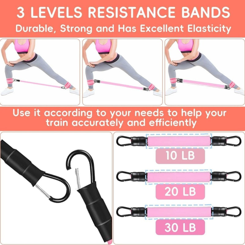 Laad afbeelding in Galerijviewer, Enkel weerstandsbanden set met voetlussen roze - happygetfit.com
