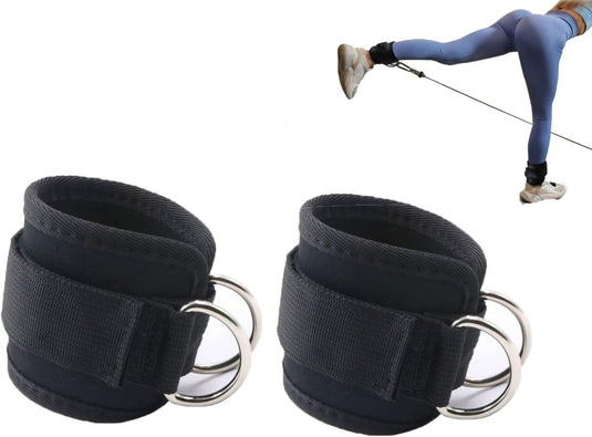 Enkelbanden voor kabelmachine set van 2 zwart - happygetfit.com