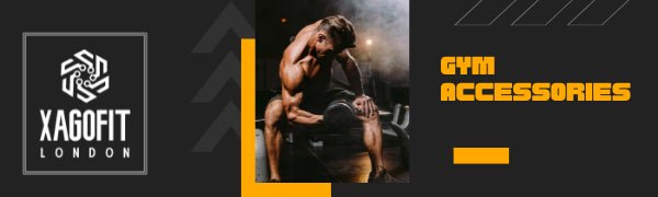 Laad afbeelding in Galerijviewer, Een dynamische sportschooladvertentie toont een logo aan de linkerkant en de tekst &quot;Gym Accessories&quot; aan de rechterkant. Centraal in de scène ontspant een man op een bank omringd door hoogwaardige apparatuur, waaronder Stijgbeugel D-vorm handvatten, kabelmachines en multigyms voor een ongeëvenaarde workoutervaring.
