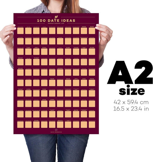 Enno Vatti 100 Dates Scratch Off Poster - Ultimate Adventure Challenge for Couples - Fun Bucket List Scratch Off Ideas for Date Night, Anniversary, Valentine's Day - 16.5"x23.4" Date Night Scratch Off - happygetfit.com