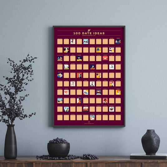 Enno Vatti 100 Dates Scratch Off Poster - Ultimate Adventure Challenge for Couples - Fun Bucket List Scratch Off Ideas for Date Night, Anniversary, Valentine's Day - 16.5"x23.4" Date Night Scratch Off - happygetfit.com