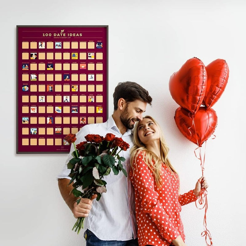 Load image into Gallery viewer, Enno Vatti 100 Dates Scratch Off Poster - Ultimate Adventure Challenge for Couples - Fun Bucket List Scratch Off Ideas for Date Night, Anniversary, Valentine's Day - 16.5"x23.4" Date Night Scratch Off - happygetfit.com
