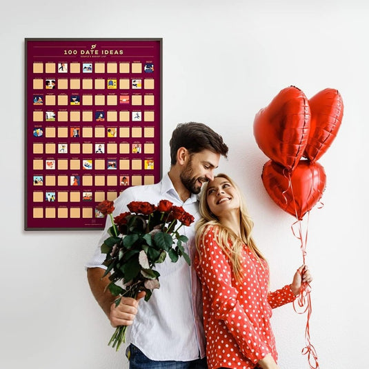 Enno Vatti 100 Dates Scratch Off Poster - Ultimate Adventure Challenge for Couples - Fun Bucket List Scratch Off Ideas for Date Night, Anniversary, Valentine's Day - 16.5"x23.4" Date Night Scratch Off - happygetfit.com