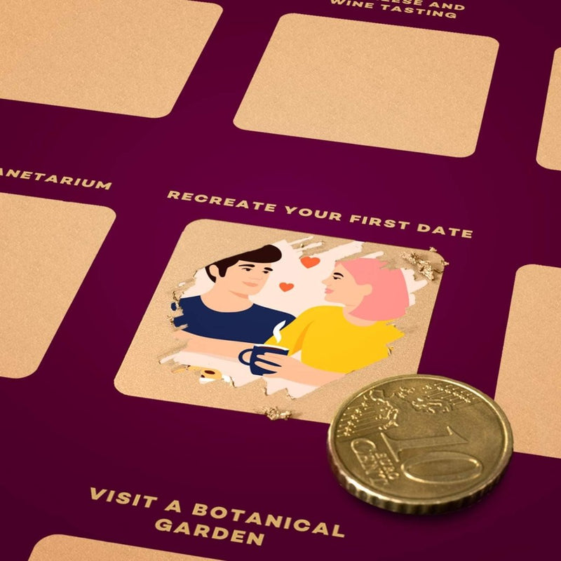 Load image into Gallery viewer, Enno Vatti 100 Dates Scratch Off Poster - Ultimate Adventure Challenge for Couples - Fun Bucket List Scratch Off Ideas for Date Night, Anniversary, Valentine's Day - 16.5"x23.4" Date Night Scratch Off - happygetfit.com
