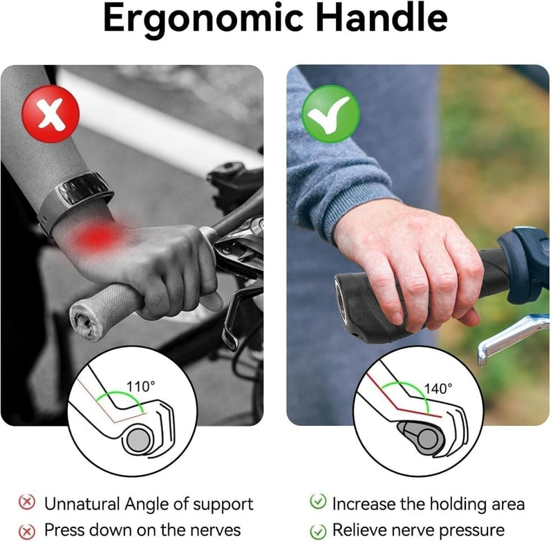 Laad afbeelding in Galerijviewer, Ergonomische fietshandvatten 22 mm lang en kort zwart - happygetfit.com
