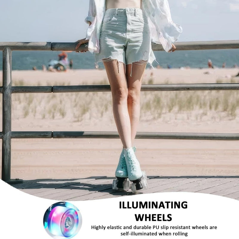 Laden Sie das Bild in Galerie -Viewer, ERNAN Rolschaatsen met 4 wielen, parallelle skates met lichtgevende wielen, klassieke high-top, rolschaatsen voor volwassenen, meisjes, kinderen, beginners, maat 37-43 - happygetfit.com
