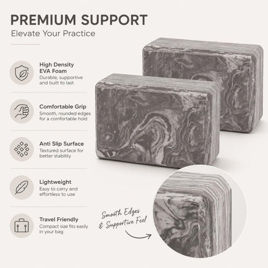 EXERZ Yoga Blocks 2 pack, Gym Blocks, Exercise Workout Fitness Bricks, Pilates Stretch Handstand Non-Slip - happygetfit.com