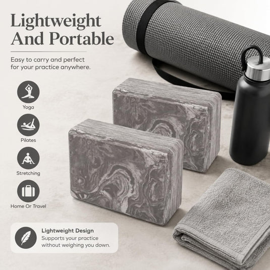 EXERZ Yoga Blocks 2 pack, Gym Blocks, Exercise Workout Fitness Bricks, Pilates Stretch Handstand Non-Slip - happygetfit.com