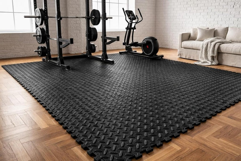Laad afbeelding in Galerijviewer, EYEPOWER 0,8 m² 9-delige set vloerbeschermingsmatten 30x30x1 fitness vloermat beschermende mat - happygetfit.com
