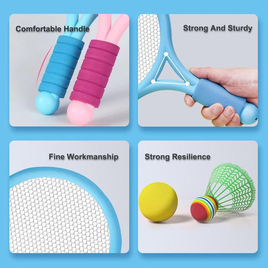 Federball Set Kinder Badminton Set Tennisschläger Spielzeug Geschenkset für Kinder - happygetfit.com