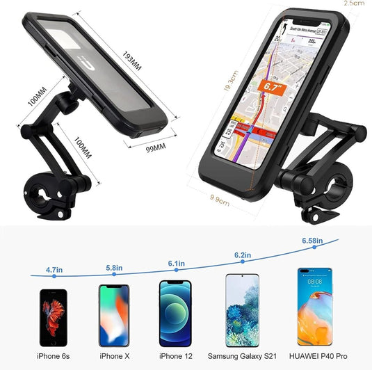 Fiets mobiele telefoonhouder motorfiets universele houder fiets waterdicht touchscreen met 360° draaibare outdoor fietshouder telefoonhouder telefoonhouder voor smartphones tot 6,7 inch - happygetfit.com
