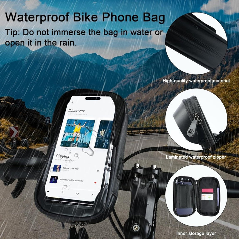Bild im Galerie-Viewer laden, Fiets stuurtas met 360 graden draaibare telefoonhouder en touchscreen voor smartphones tot 6,4 inch – fietstelefoonhoes – navigatiehouder - happygetfit.com
