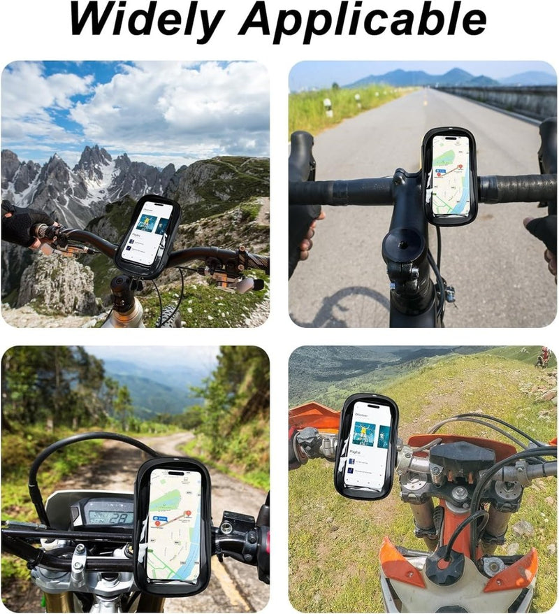 Bild im Galerie-Viewer laden, Fiets stuurtas met 360 graden draaibare telefoonhouder en touchscreen voor smartphones tot 6,4 inch – fietstelefoonhoes – navigatiehouder - happygetfit.com
