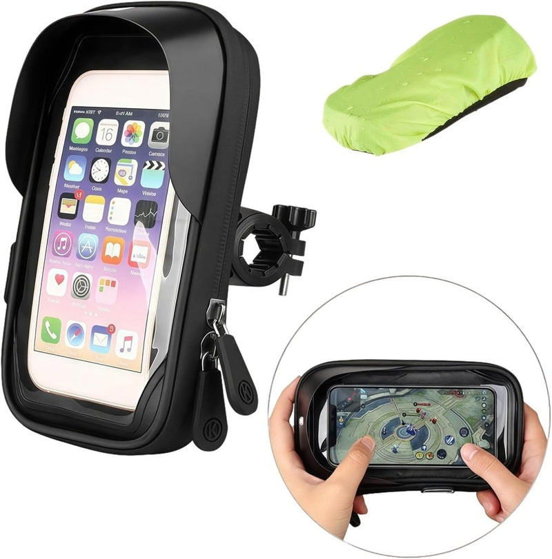 Bild im Galerie-Viewer laden, Fiets stuurtas met 360 graden draaibare telefoonhouder en touchscreen voor smartphones tot 6,4 inch – fietstelefoonhoes – navigatiehouder - happygetfit.com
