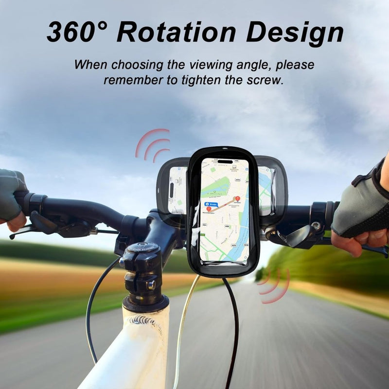 Bild im Galerie-Viewer laden, Fiets stuurtas met 360 graden draaibare telefoonhouder en touchscreen voor smartphones tot 6,4 inch – fietstelefoonhoes – navigatiehouder - happygetfit.com
