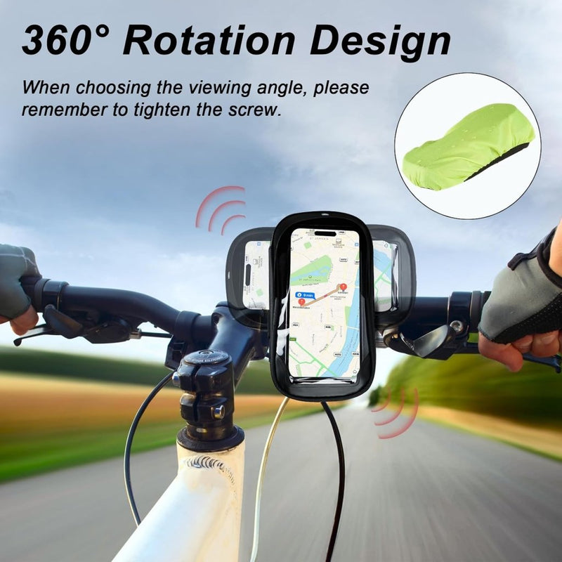 Bild im Galerie-Viewer laden, Fiets stuurtas met 360 graden draaibare telefoonhouder en touchscreen voor smartphones tot 6,4 inch – fietstelefoonhoes – navigatiehouder - happygetfit.com
