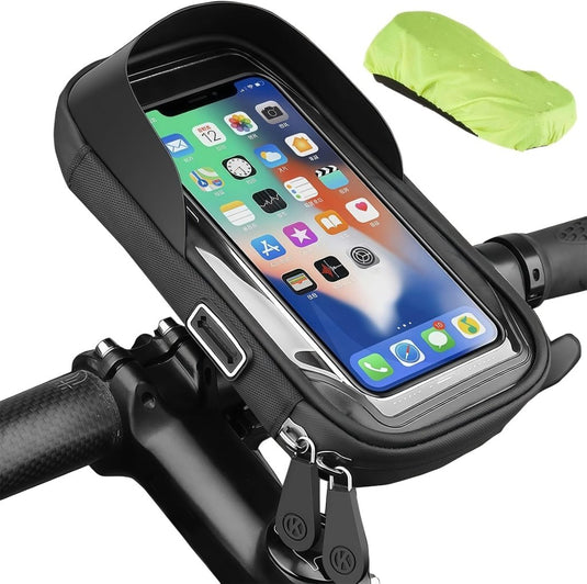 Fiets stuurtas met 360 graden draaibare telefoonhouder en touchscreen voor smartphones tot 6,4 inch – fietstelefoonhoes – navigatiehouder - happygetfit.com