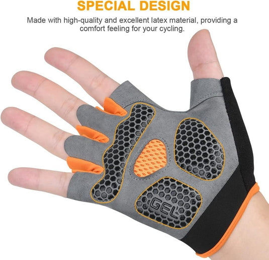 Fietshandschoenen 1 paar met halve vingers schokabsorberende gelvulling en antislip grip – MTB handschoenen – fietsbescherming - happygetfit.com
