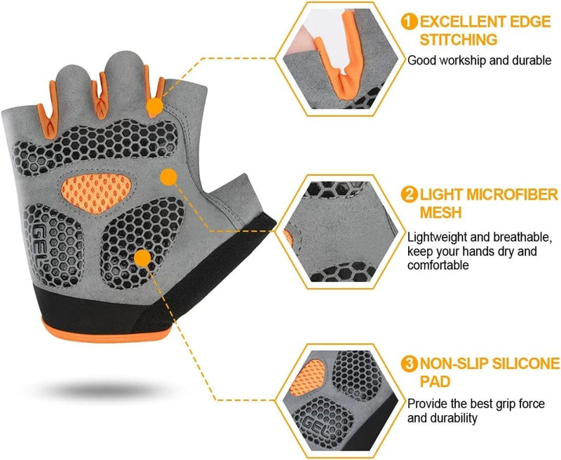 Załaduj obraz w przeglądarce galerii, Fietshandschoenen 1 paar met halve vingers schokabsorberende gelvulling en antislip grip – MTB handschoenen – fietsbescherming - happygetfit.com
