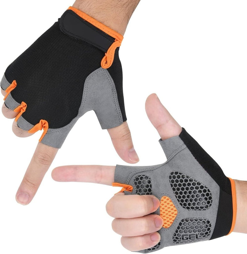 Załaduj obraz w przeglądarce galerii, Fietshandschoenen 1 paar met halve vingers schokabsorberende gelvulling en antislip grip – MTB handschoenen – fietsbescherming - happygetfit.com
