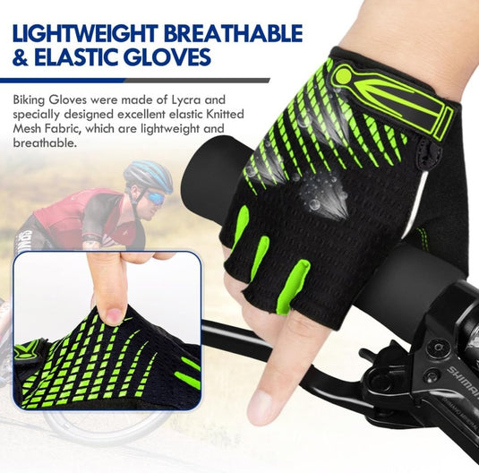Fietshandschoenen met halve vingers - Gel gevoerde vingerloze fietshandschoenen - ademende MTB-handschoenen voor mannen en vrouwen - Schokabsorberende antislip fietshandschoenen voor sport, - happygetfit.com