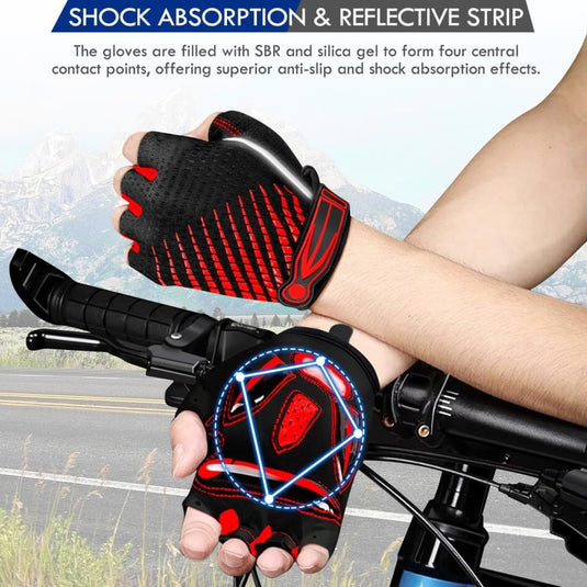 Fietshandschoenen met halve vingers - Gel gevoerde vingerloze fietshandschoenen - ademende MTB-handschoenen voor mannen en vrouwen - Schokabsorberende antislip fietshandschoenen voor sport, - happygetfit.com