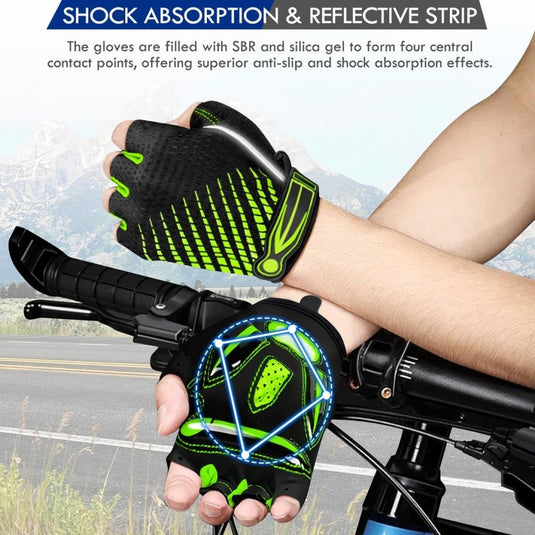 Fietshandschoenen met halve vingers - Gel gevoerde vingerloze fietshandschoenen - ademende MTB-handschoenen voor mannen en vrouwen - Schokabsorberende antislip fietshandschoenen voor sport, - happygetfit.com