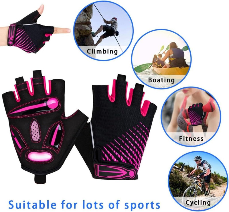 Load image into Gallery viewer, Fietshandschoenen met halve vingers - Gel gevoerde vingerloze fietshandschoenen - ademende MTB-handschoenen voor mannen en vrouwen - Schokabsorberende antislip fietshandschoenen voor sport, - happygetfit.com
