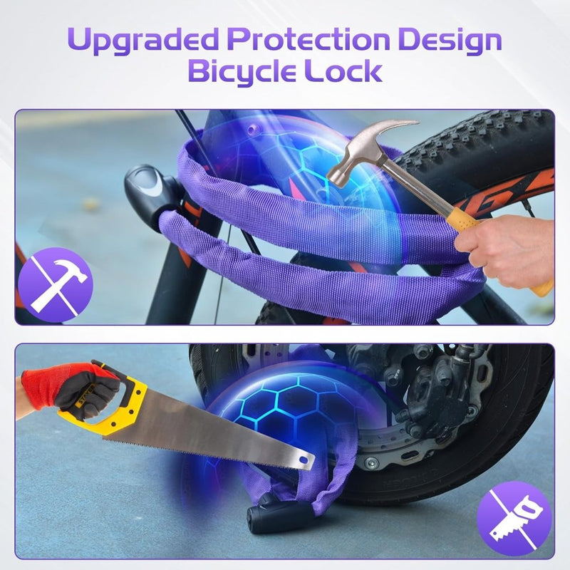 Laden Sie das Bild in Galerie -Viewer, Fietsketting, diefstalbeveiliging met 2 sleutels, diefstalslot voor fiets, scooter, met waterdicht deksel, kettingslot voor fiets, motorfiets, scooter (paars, 4 x 1200 mm) - happygetfit.com
