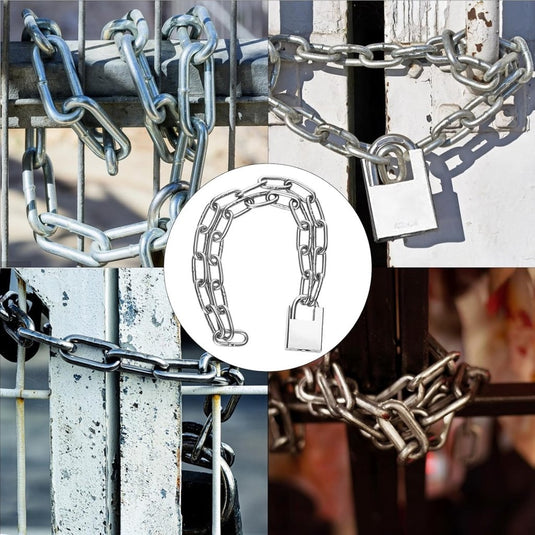 Fietskettingslot 100 cm zilver met hangslot en sleutel - happygetfit.com
