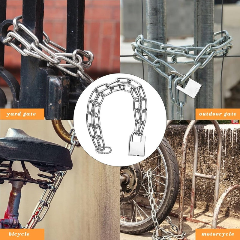 Laden Sie das Bild in Galerie -Viewer, Fietskettingslot 100 cm zilver met hangslot en sleutel - happygetfit.com
