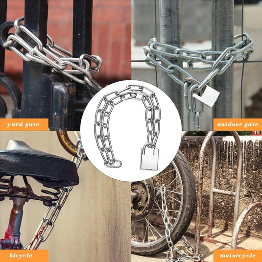 Fietskettingslot 100 cm zilver met hangslot en sleutel - happygetfit.com
