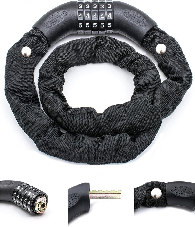 Laad afbeelding in Galerijviewer, Fietskettingslot 90 cm met 5-cijferige code zwart - happygetfit.com

